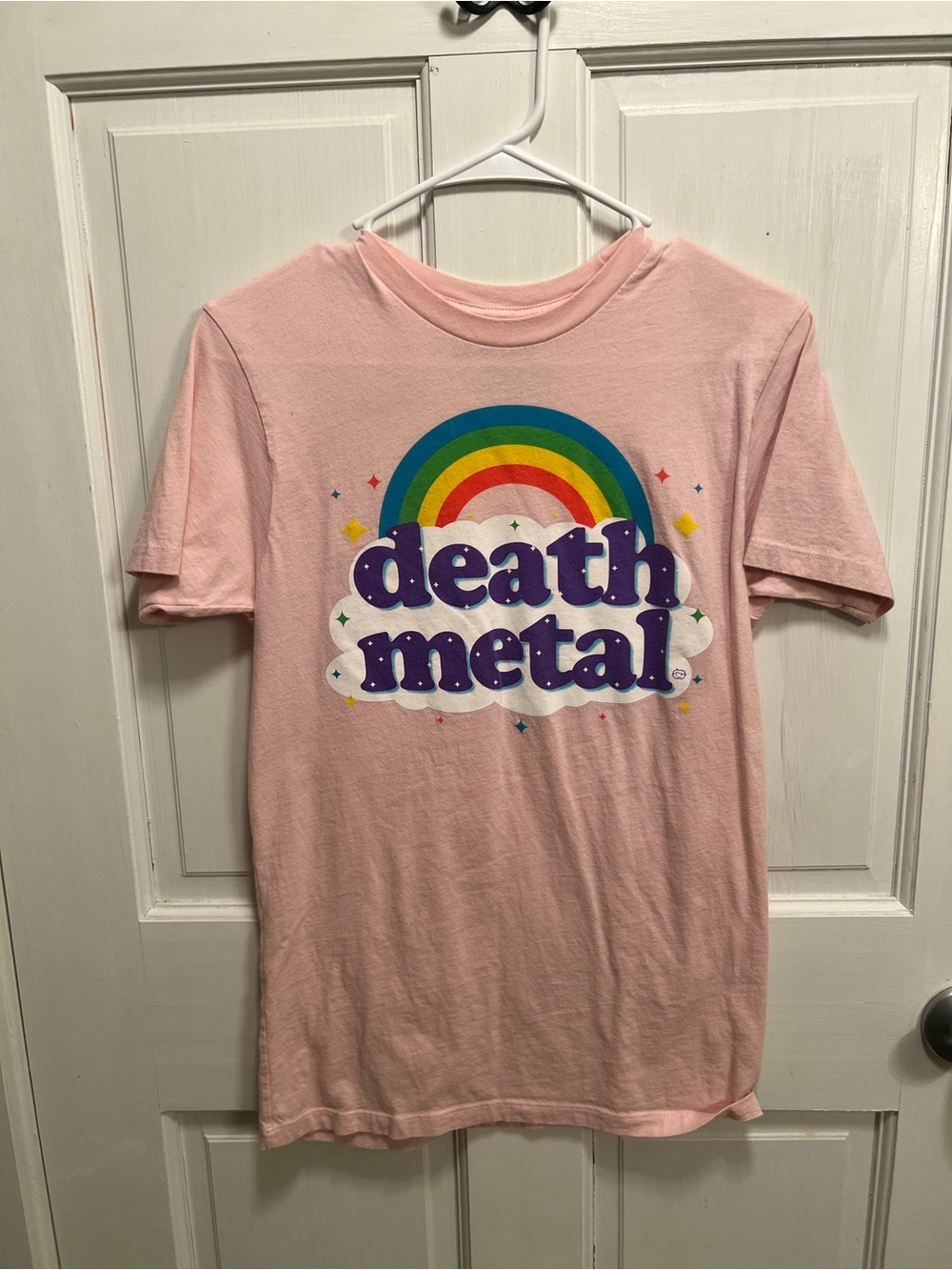 Pink "death metal" Rainbow Graphic T-Shirt